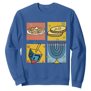 Hanukkah Sweatshirt Festival Of Lights Dreidel Menorah Candle Star Gift TS12 Royal Blue Print Your Wear