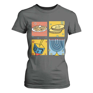Hanukkah T Shirt For Women Festival Of Lights Dreidel Menorah Candle Star Gift TS12 Dark Heather Print Your Wear