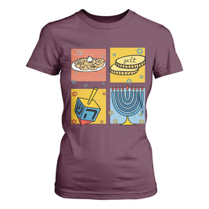 Hanukkah T Shirt For Women Festival Of Lights Dreidel Menorah Candle Star Gift TS12 Maroon Print Your Wear