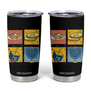 Hanukkah Tumbler Cup Festival Of Lights Dreidel Menorah Candle Star Gift TS12 Black Print Your Wear