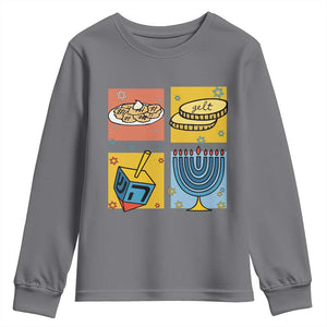 Hanukkah Youth Sweatshirt Festival Of Lights Dreidel Menorah Candle Star Gift TS12 Charcoal Print Your Wear