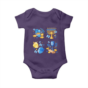 Hanukkah Celebration Baby Onesie Menorah Star Of David Candle Dreidel Gift TS12 Purple Print Your Wear