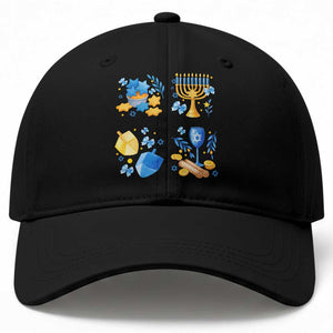 Hanukkah Celebration Baseball Cap Menorah Star Of David Candle Dreidel Gift TS12 Print Your Wear