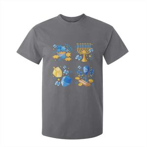 Hanukkah Celebration T Shirt For Kid Menorah Star Of David Candle Dreidel Gift TS12 Charcoal Print Your Wear