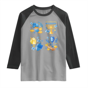 Hanukkah Celebration Raglan Shirt Menorah Star Of David Candle Dreidel Gift TS12 Sport Gray Black Print Your Wear