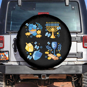 Hanukkah Celebration Spare Tire Cover Menorah Star Of David Candle Dreidel Gift TS12 No hole Black Print Your Wear