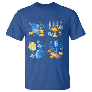 Hanukkah Celebration T Shirt Menorah Star Of David Candle Dreidel Gift TS12 Royal Blue Print Your Wear