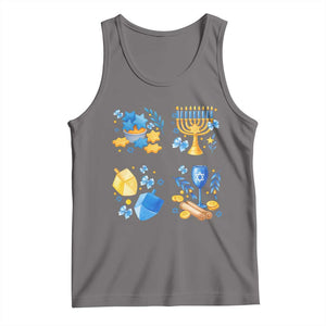 Hanukkah Celebration Tank Top Menorah Star Of David Candle Dreidel Gift TS12 Deep Heather Print Your Wear
