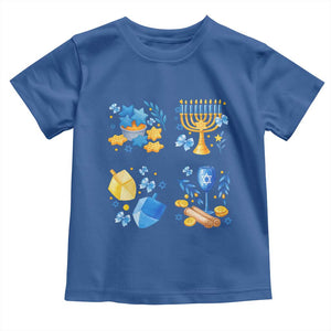 Hanukkah Celebration Toddler T Shirt Menorah Star Of David Candle Dreidel Gift TS12 Royal Blue Print Your Wear