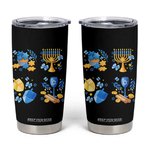 Hanukkah Celebration Tumbler Cup Menorah Star Of David Candle Dreidel Gift TS12 Black Print Your Wear