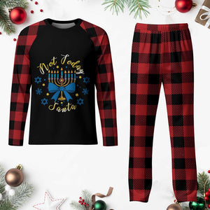 Coquette Hanukkah Menorah Bow Plaid Pajama Set Not Today Santa Jewish Holiday Gift TS12 Buffalo Plaid Print Your Wear