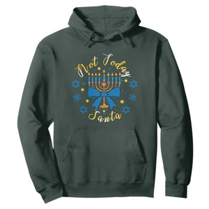 Coquette Hanukkah Menorah Bow Hoodie Not Today Santa Jewish Holiday Gift TS12 Dark Forest Green Print Your Wear