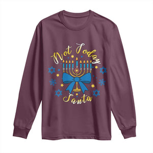 Coquette Hanukkah Menorah Bow Long Sleeve Shirt Not Today Santa Jewish Holiday Gift TS12 Maroon Print Your Wear
