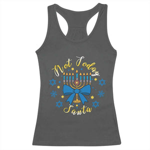 Coquette Hanukkah Menorah Bow Racerback Tank Top Not Today Santa Jewish Holiday Gift TS12 Dark Heather Print Your Wear