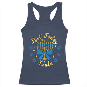 Coquette Hanukkah Menorah Bow Racerback Tank Top Not Today Santa Jewish Holiday Gift TS12 Navy Print Your Wear