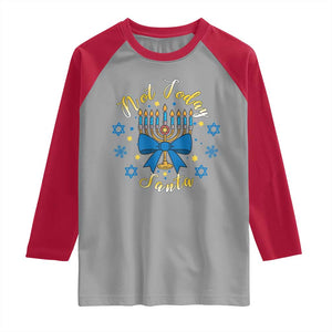 Coquette Hanukkah Menorah Bow Raglan Shirt Not Today Santa Jewish Holiday Gift TS12 Sport Gray Red Print Your Wear