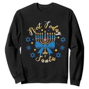 Coquette Hanukkah Menorah Bow Sweatshirt Not Today Santa Jewish Holiday Gift TS12 Black Print Your Wear