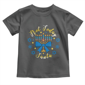 Coquette Hanukkah Menorah Bow Toddler T Shirt Not Today Santa Jewish Holiday Gift TS12 Dark Heather Print Your Wear