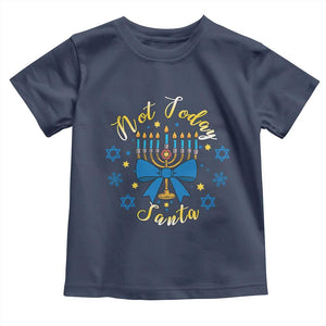 Coquette Hanukkah Menorah Bow Toddler T Shirt Not Today Santa Jewish Holiday Gift TS12 Navy Print Your Wear