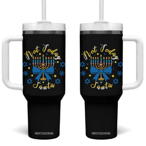 Coquette Hanukkah Menorah Bow Tumbler With Handle Not Today Santa Jewish Holiday Gift TS12 One Size: 40 oz Black Print Your Wear