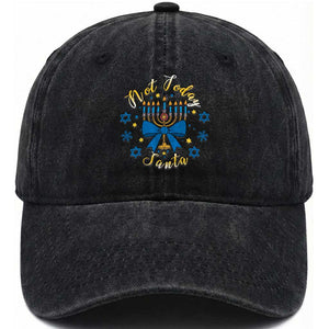 Coquette Hanukkah Menorah Bow Washed Cotton Baseball Cap Not Today Santa Jewish Holiday Gift TS12 Print Your Wear