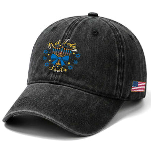 Coquette Hanukkah Menorah Bow Washed Cotton Baseball Cap Not Today Santa Jewish Holiday Gift TS12 Print Your Wear