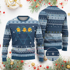 Latke For The Holidays Hanukkah Ugly Sweater Chanukkah Jewish Christmas Gift TS12 Navy Light Blue Print Your Wear