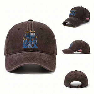 In My Hanukkah Era Washed Cotton Baseball Cap Festival Of Lights Gift TS12 Washed Cap Universal Fit Dark Brown Print Your Wear