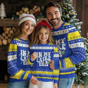 Chanukkah Jewish Holiday Gift Hanukkah Ugly Sweater In My Latke Era TS12 Royal Blue Gold Print Your Wear