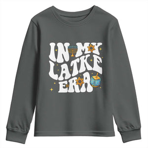 Hanukkah Jewish Holiday Gift Youth Sweatshirt In My Latke Era TS12 Dark Heather Print Your Wear