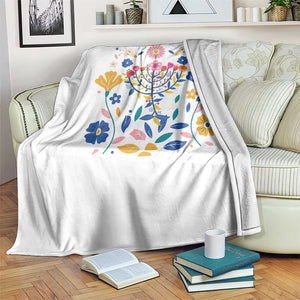 Hanukkah Floral Menorah Throw Blanket Jewish Gift For Women TS12 Print Your Wear