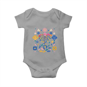 Hanukkah Floral Menorah Baby Onesie Jewish Gift For Women TS12 Sport Gray Print Your Wear