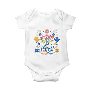 Hanukkah Floral Menorah Baby Onesie Jewish Gift For Women TS12 White Print Your Wear