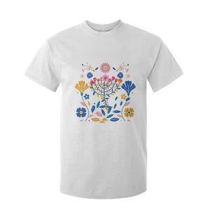 Hanukkah Floral Menorah T Shirt For Kid Jewish Gift For Women TS12 White Print Your Wear