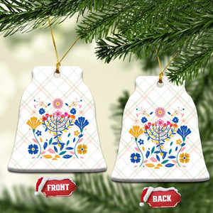Hanukkah Floral Menorah Ceramic Ornament Jewish Gift For Women TS12 Print Your Wear