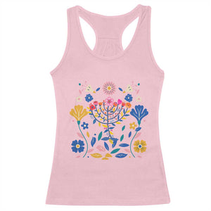 Hanukkah Floral Menorah Racerback Tank Top Jewish Gift For Women TS12 Light Pink Print Your Wear