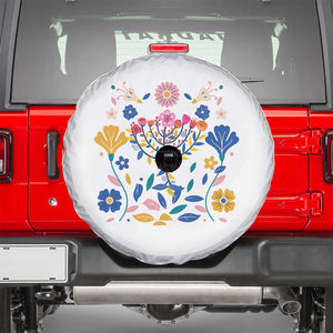 Hanukkah Floral Menorah Spare Tire Cover Jewish Gift For Women TS12 Black Print Your Wear
