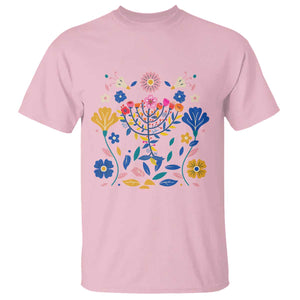 Hanukkah Floral Menorah T Shirt Jewish Gift For Women TS12 Light Pink Print Your Wear