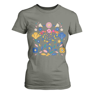 Hanukkah Floral Menorah T Shirt For Women Jewish Gift For Women TS12 Military Green Print Your Wear