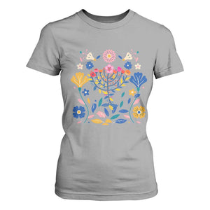 Hanukkah Floral Menorah T Shirt For Women Jewish Gift For Women TS12 Sport Gray Print Your Wear