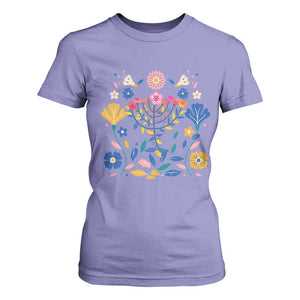 Hanukkah Floral Menorah T Shirt For Women Jewish Gift For Women TS12 Violet Print Your Wear