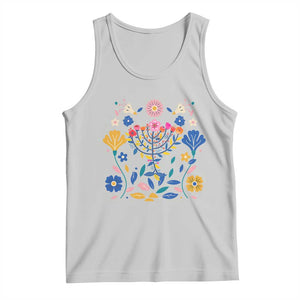 Hanukkah Floral Menorah Tank Top Jewish Gift For Women TS12 Ash Print Your Wear