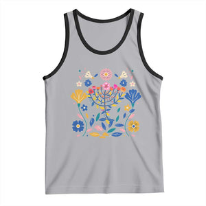 Hanukkah Floral Menorah Tank Top Jewish Gift For Women TS12 Athletic Heather Black Print Your Wear