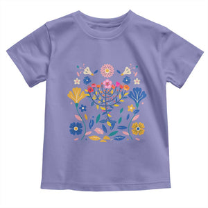 Hanukkah Floral Menorah Toddler T Shirt Jewish Gift For Women TS12 Violet Print Your Wear