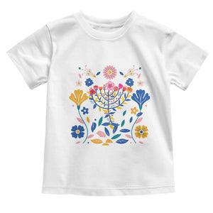 Hanukkah Floral Menorah Toddler T Shirt Jewish Gift For Women TS12 White Print Your Wear