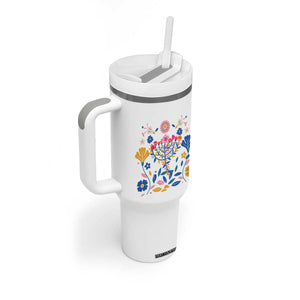 Hanukkah Floral Menorah Tumbler With Handle Jewish Gift For Women TS12 Print Your Wear