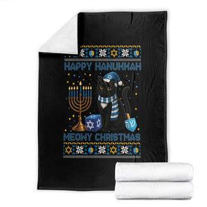 Hanukkah Cat Lover Gifts Throw Blanket Happy Hanukkah Meowy Christmas TS12 Black Print Your Wear