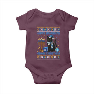 Hanukkah Cat Lover Gifts Baby Onesie Happy Hanukkah Meowy Christmas TS12 Maroon Print Your Wear