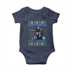 Hanukkah Cat Lover Gifts Baby Onesie Happy Hanukkah Meowy Christmas TS12 Navy Print Your Wear