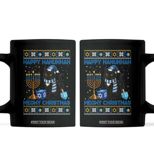 Hanukkah Cat Lover Gifts Coffee Mug Happy Hanukkah Meowy Christmas TS12 Black Print Your Wear